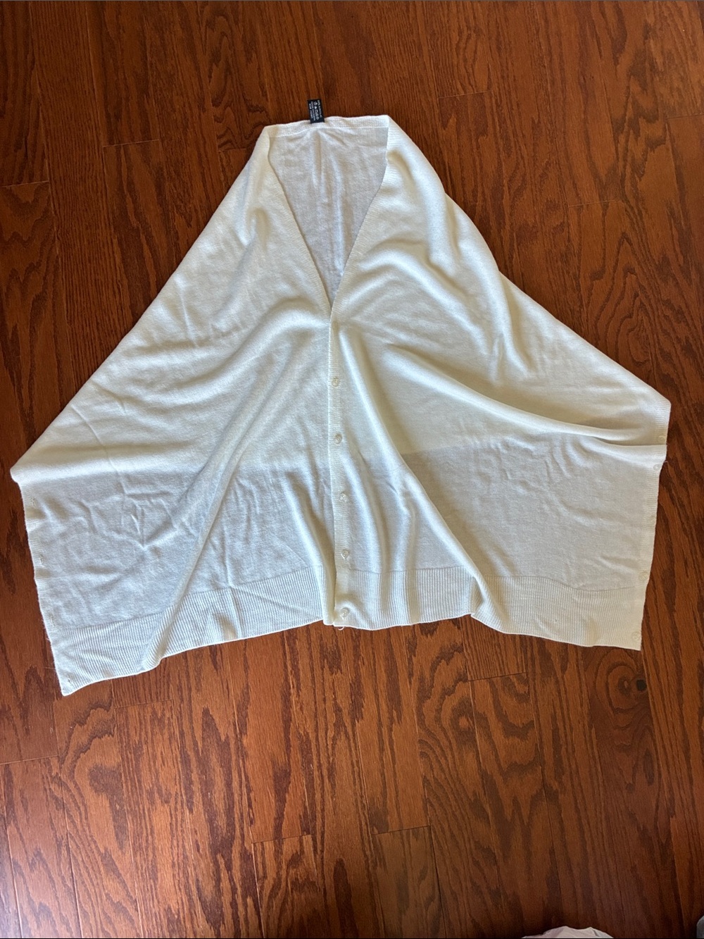 Noelle Cream Button-Front Poncho shawl scarf - Picture 4 of 7